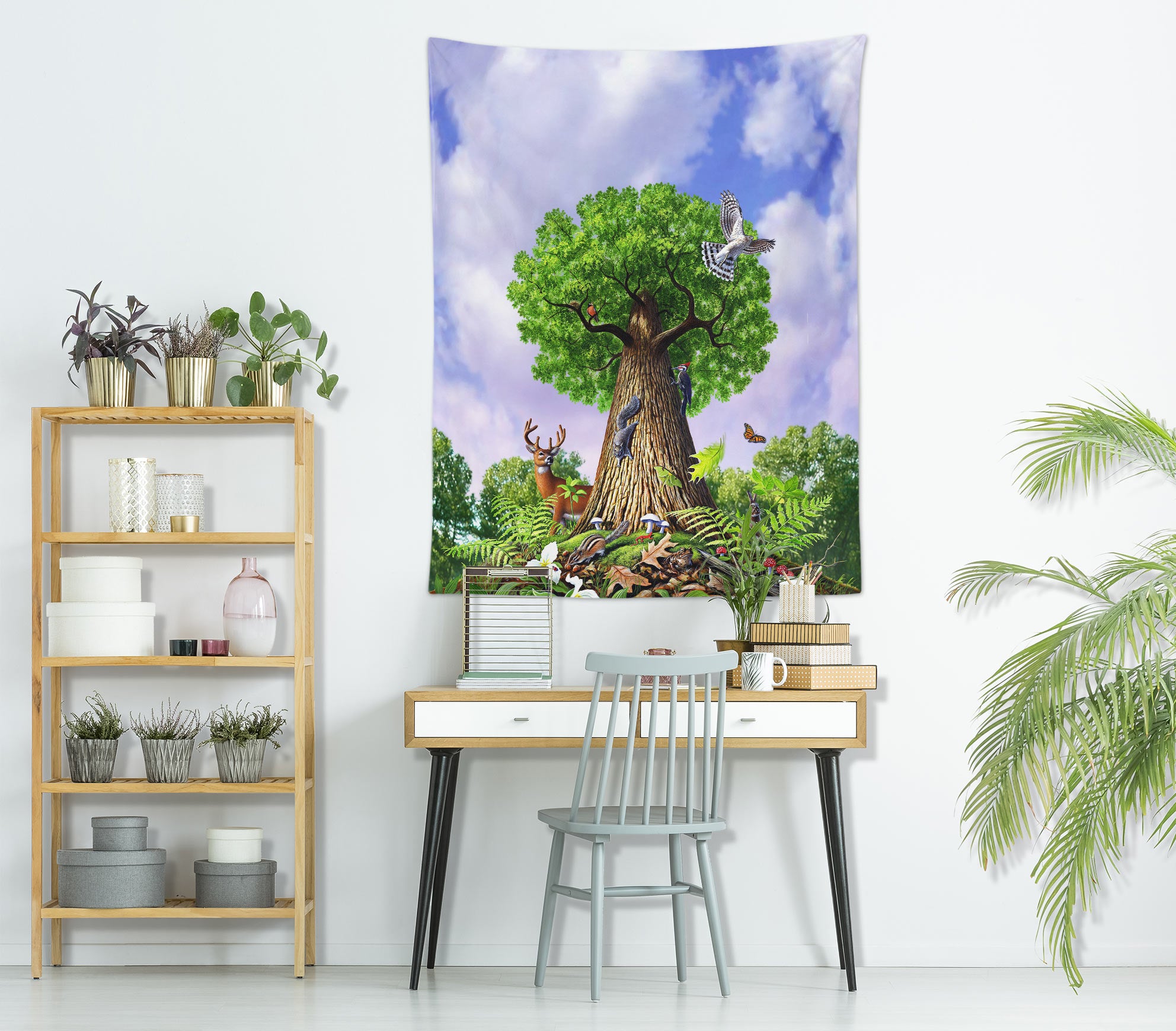 3D Trees Animal 111158 Jerry LoFaro Tapestry Hanging Cloth Hang