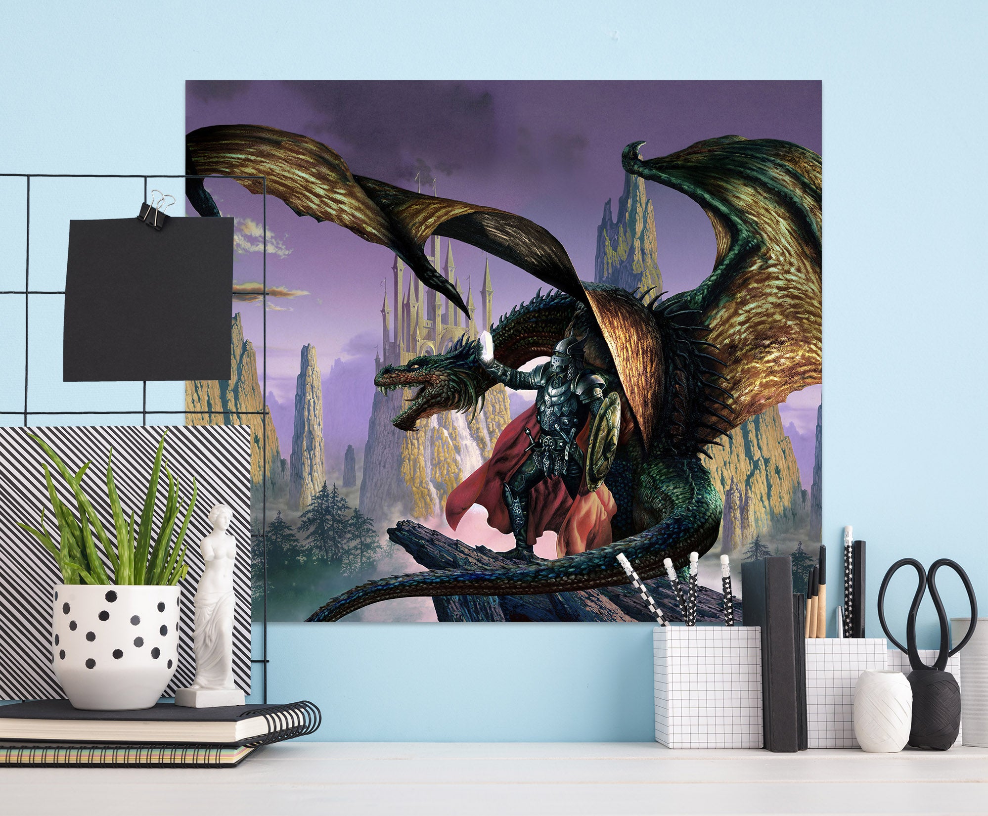 3D Shield Armor Soldier Dragon 8036 Ciruelo Wall Sticker