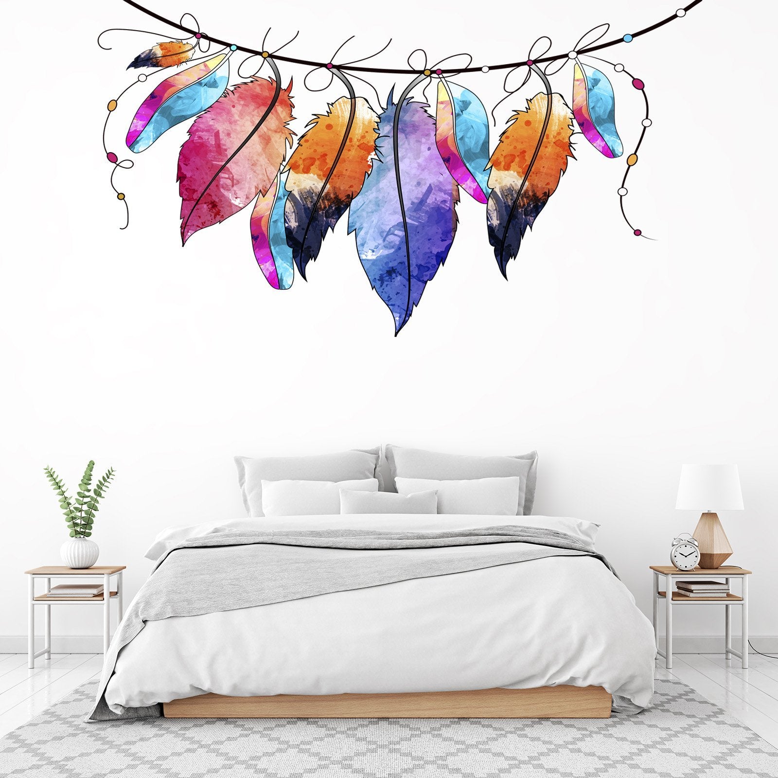 3D Graffiti Colored Feathers 098 Wall Stickers Wallpaper AJ Wallpaper 