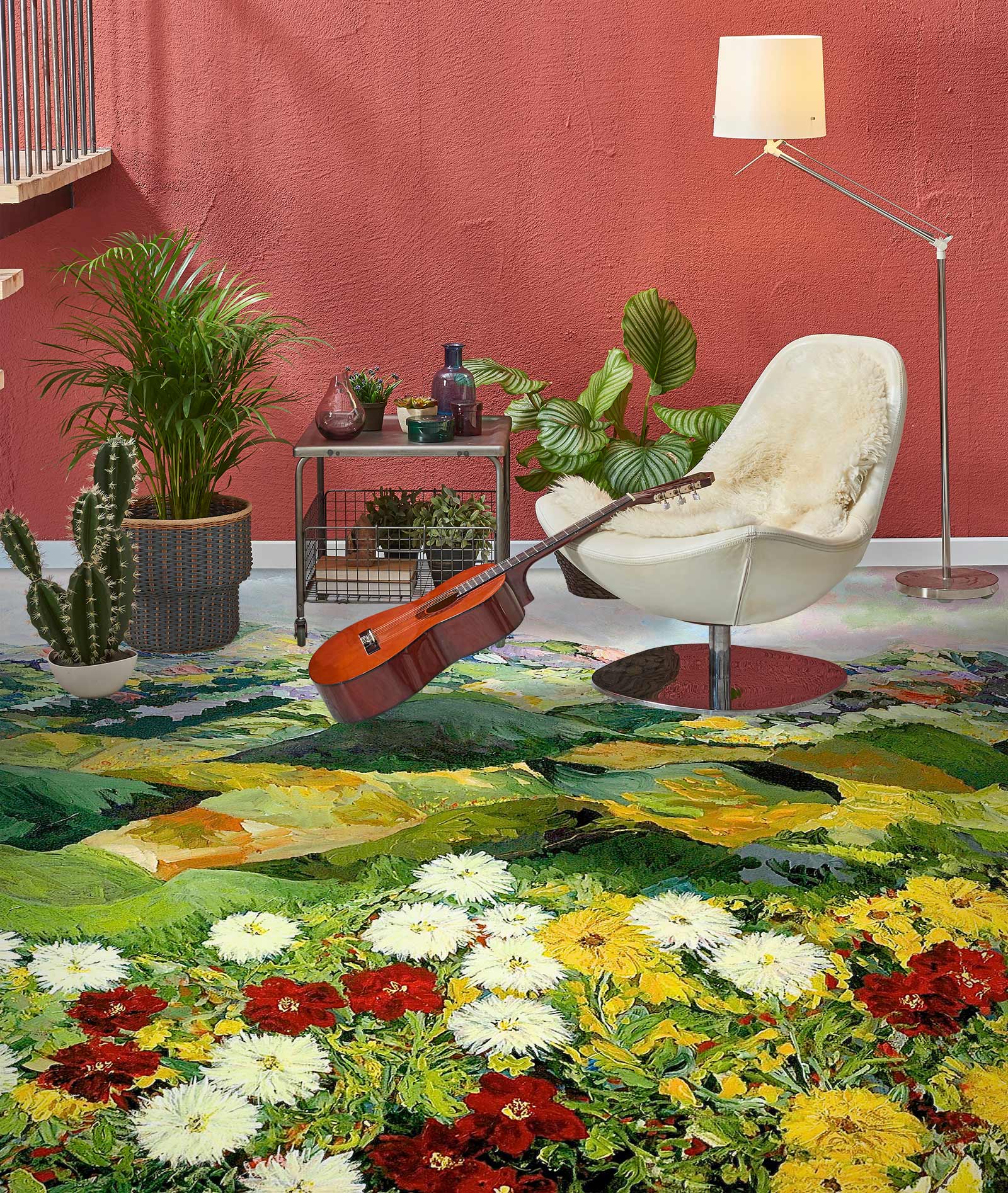 3D Hillside Flower Bush 9548 Allan P. Friedlander Floor Mural  Wallpaper Murals Self-Adhesive Removable Print Epoxy