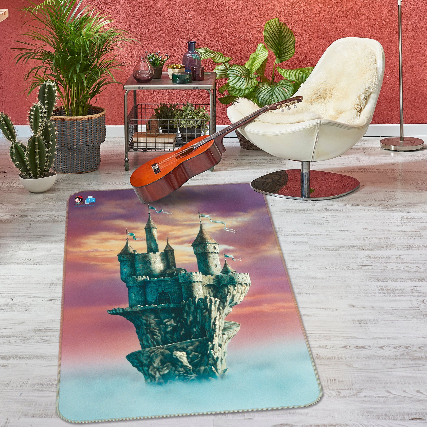 3D Sky Castle 6001 Ciruelo Rug Non Slip Rug Mat