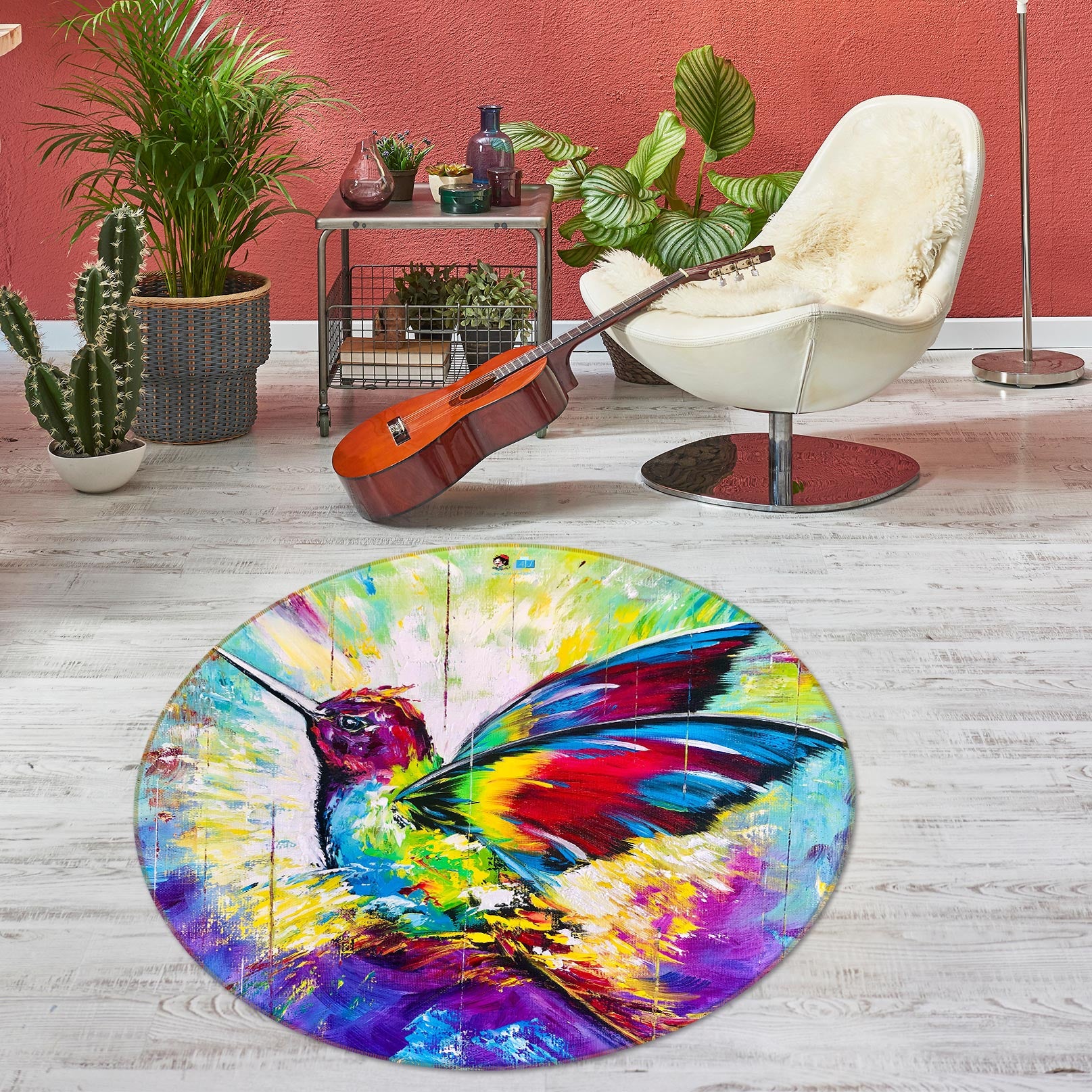 3D Colorful Bird 759 Skromova Marina Rug Round Non Slip Rug Mat