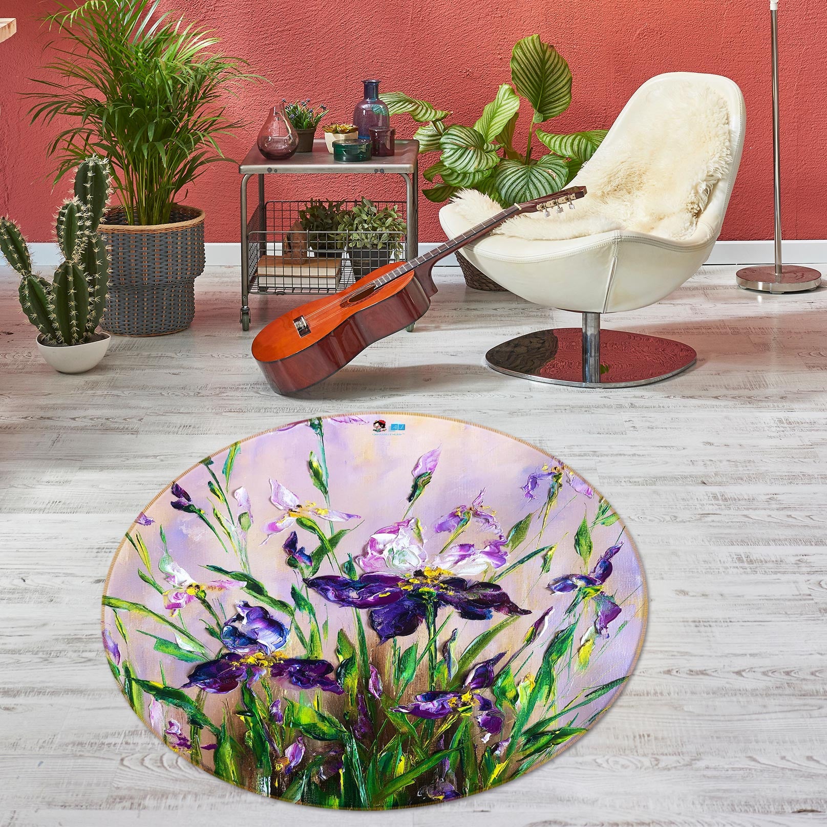 3D Flower Grass 763 Skromova Marina Rug Round Non Slip Rug Mat