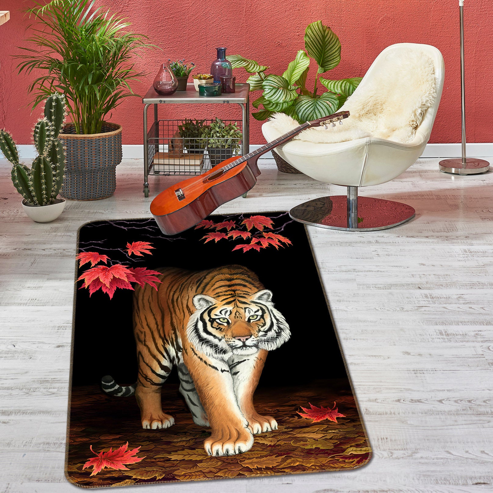 3D Maple Tiger 173 Animal Non Slip Rug Mat