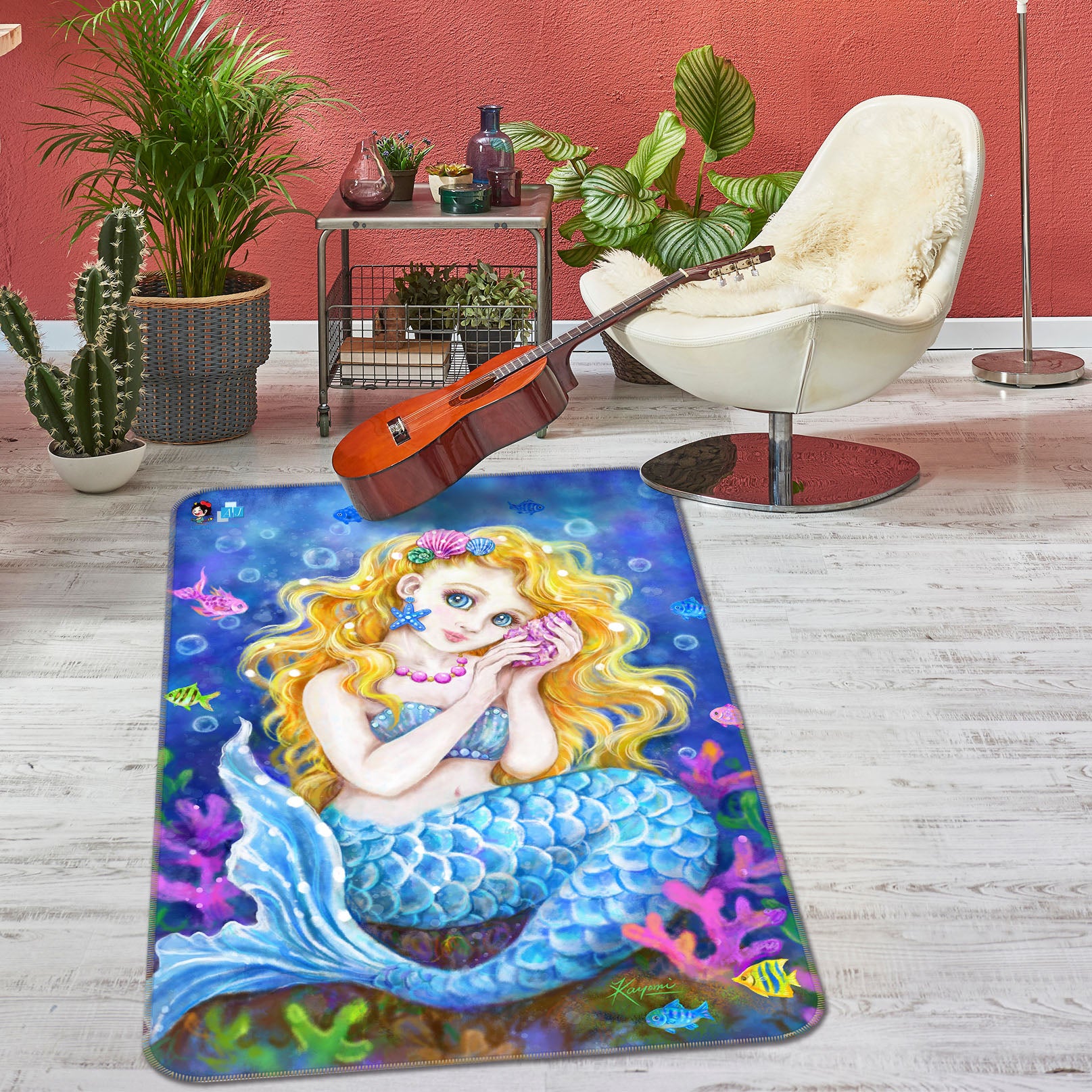 3D Mermaid Bubble 5760 Kayomi Harai Rug Non Slip Rug Mat