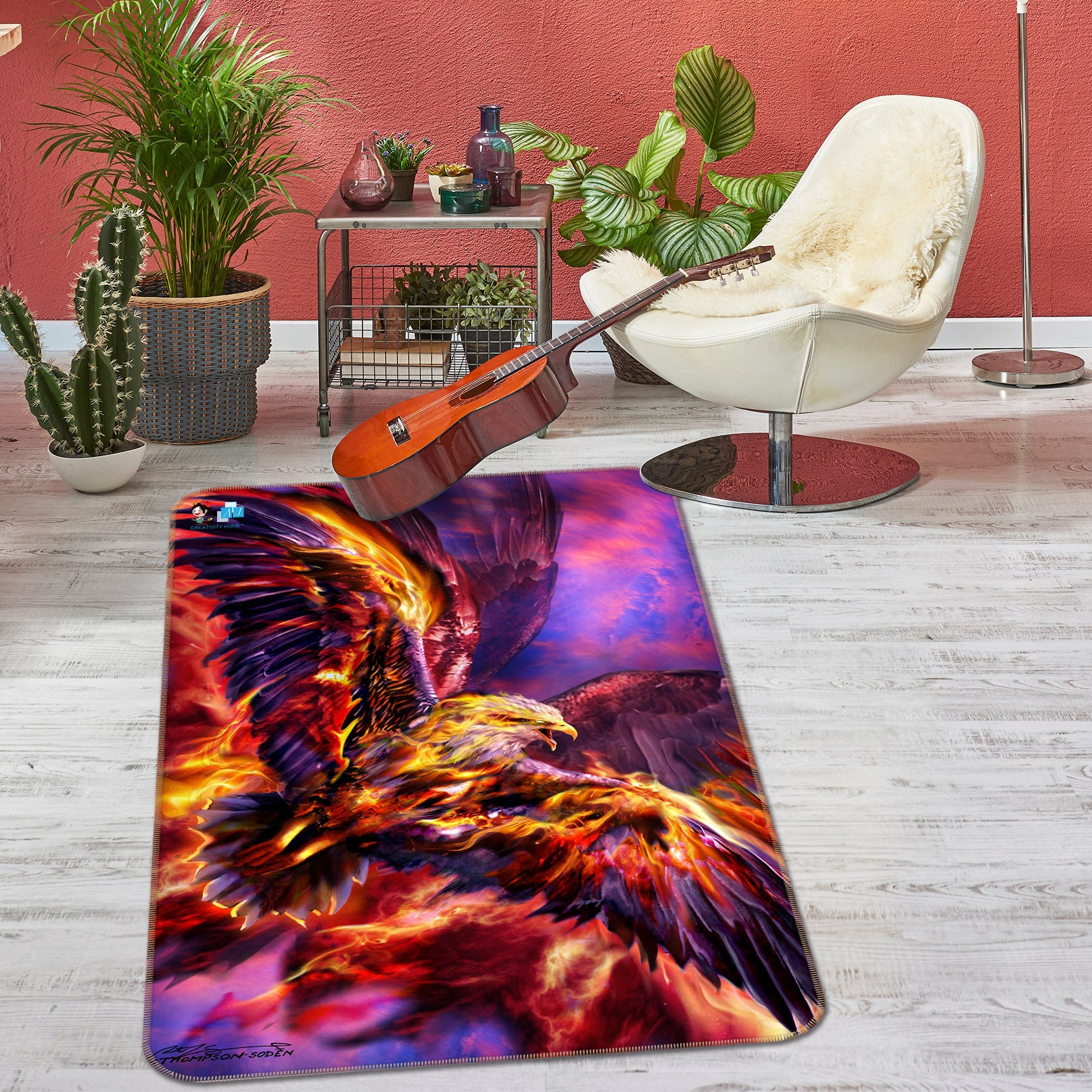 3D Flame Eagle 8248 Ruth Thompson Rug Non Slip Rug Mat