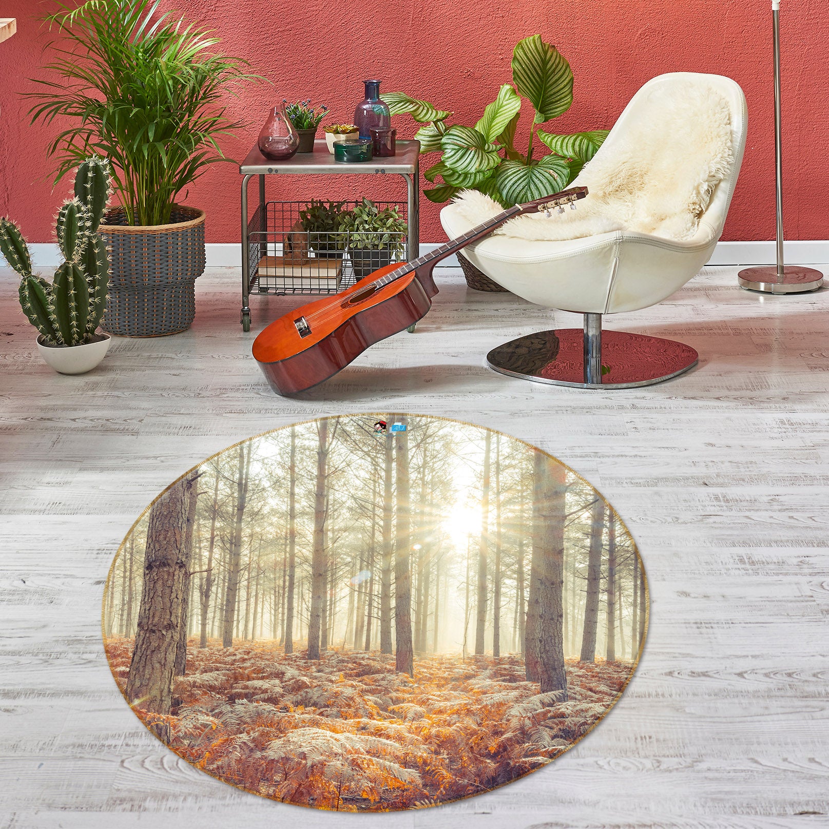 3D Dazzling Sunshine 7367 Assaf Frank Rug Round Non Slip Rug Mat