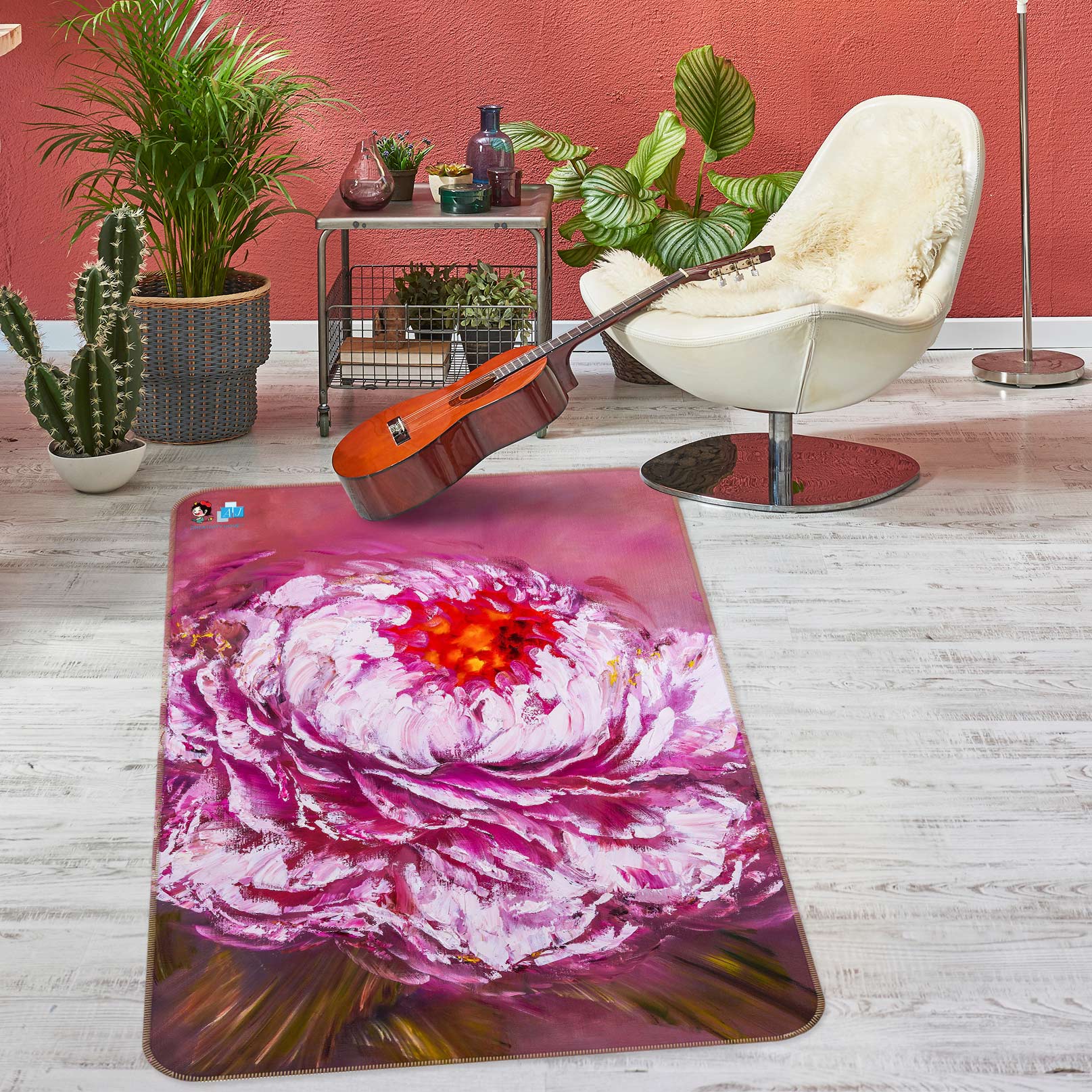 3D Pink Flower 1161 Skromova Marina Rug Non Slip Rug Mat