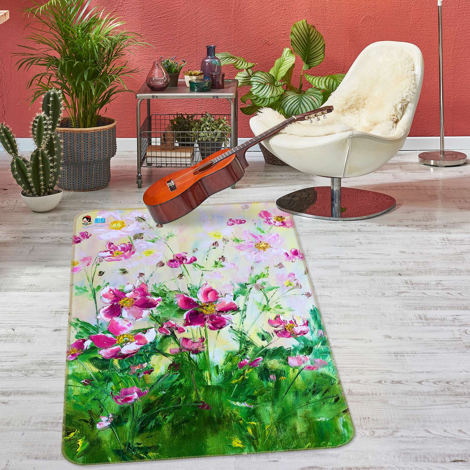 3D Pink Garden 1175 Skromova Marina Rug Non Slip Rug Mat