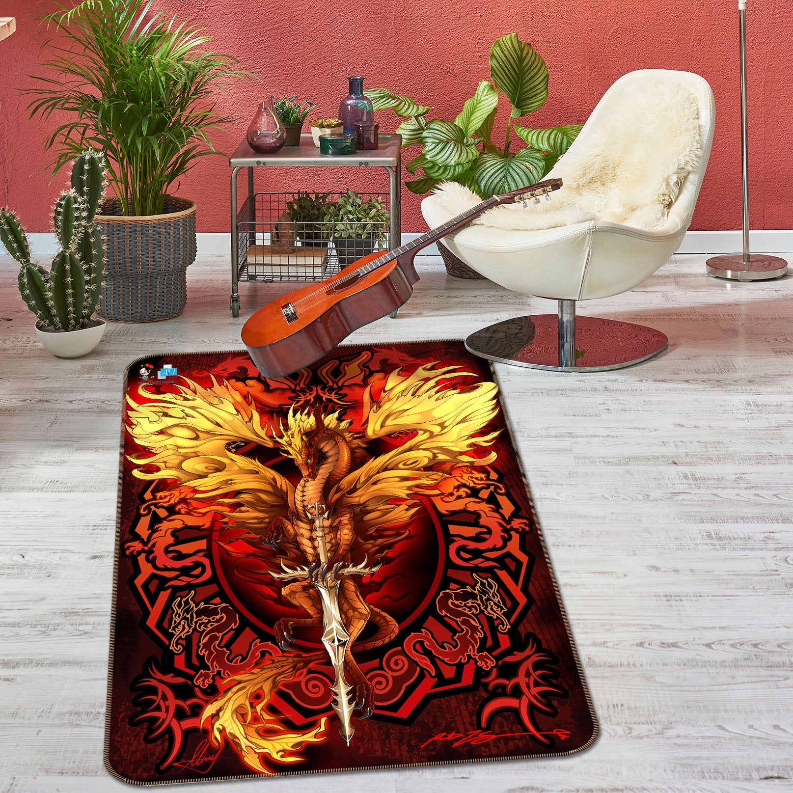 3D Dragon Pattern 8238 Ruth Thompson Rug Non Slip Rug Mat