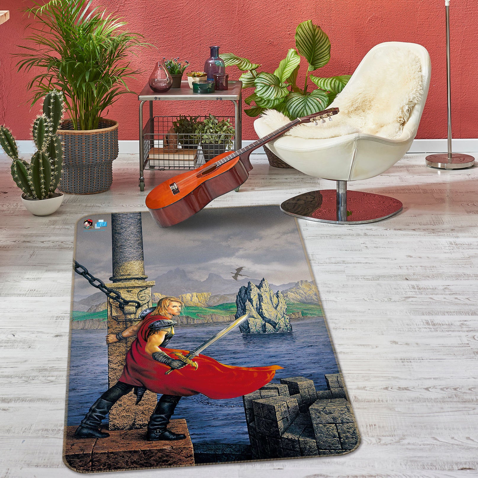 3D River Tower Top Soldier 5196 Ciruelo Rug Non Slip Rug Mat