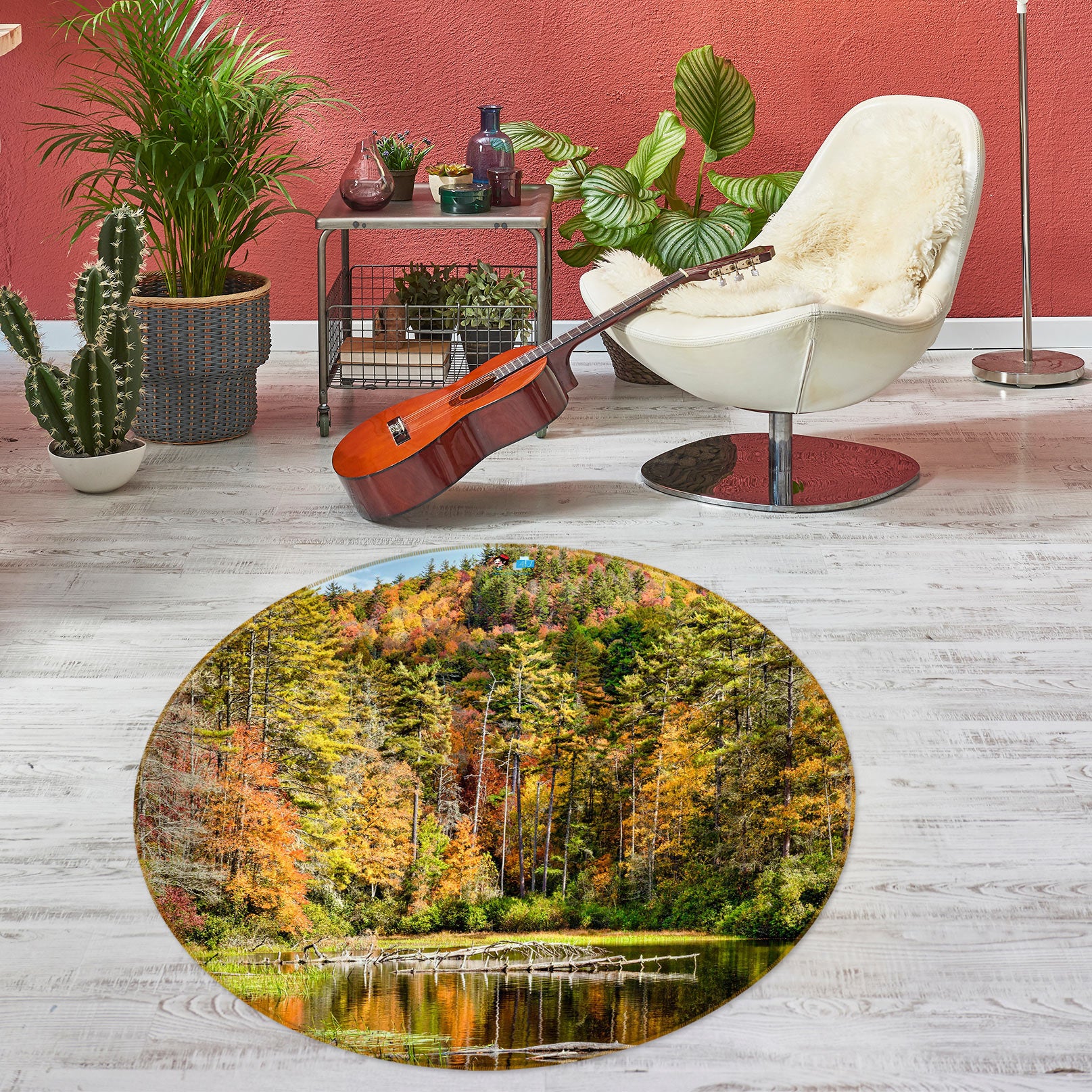 3D Forest River 5053 Beth Sheridan Rug Round Non Slip Rug Mat