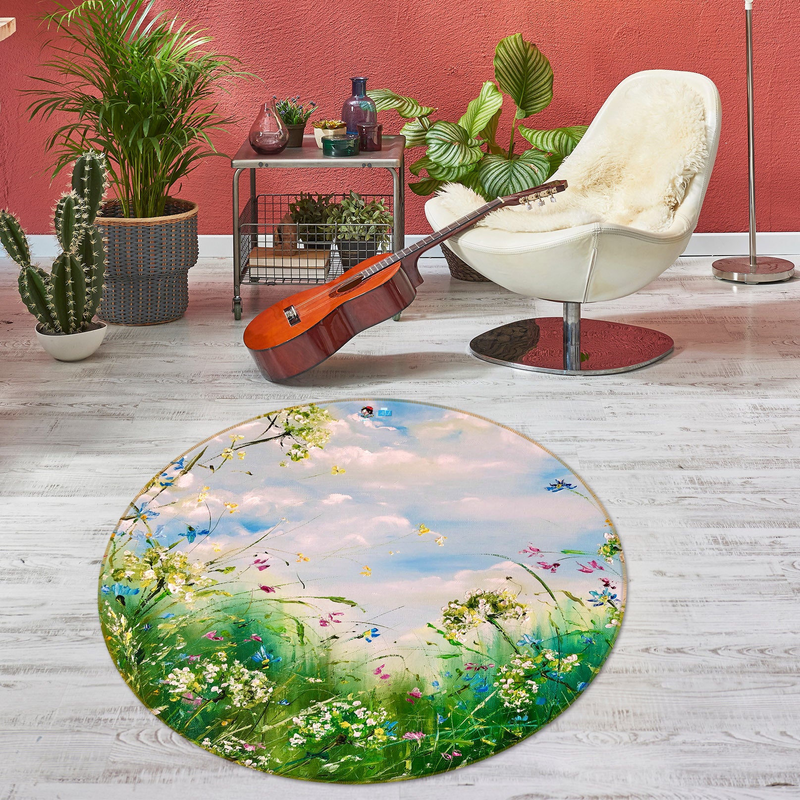 3D Wild Grass Flower 855 Skromova Marina Rug Round Non Slip Rug Mat