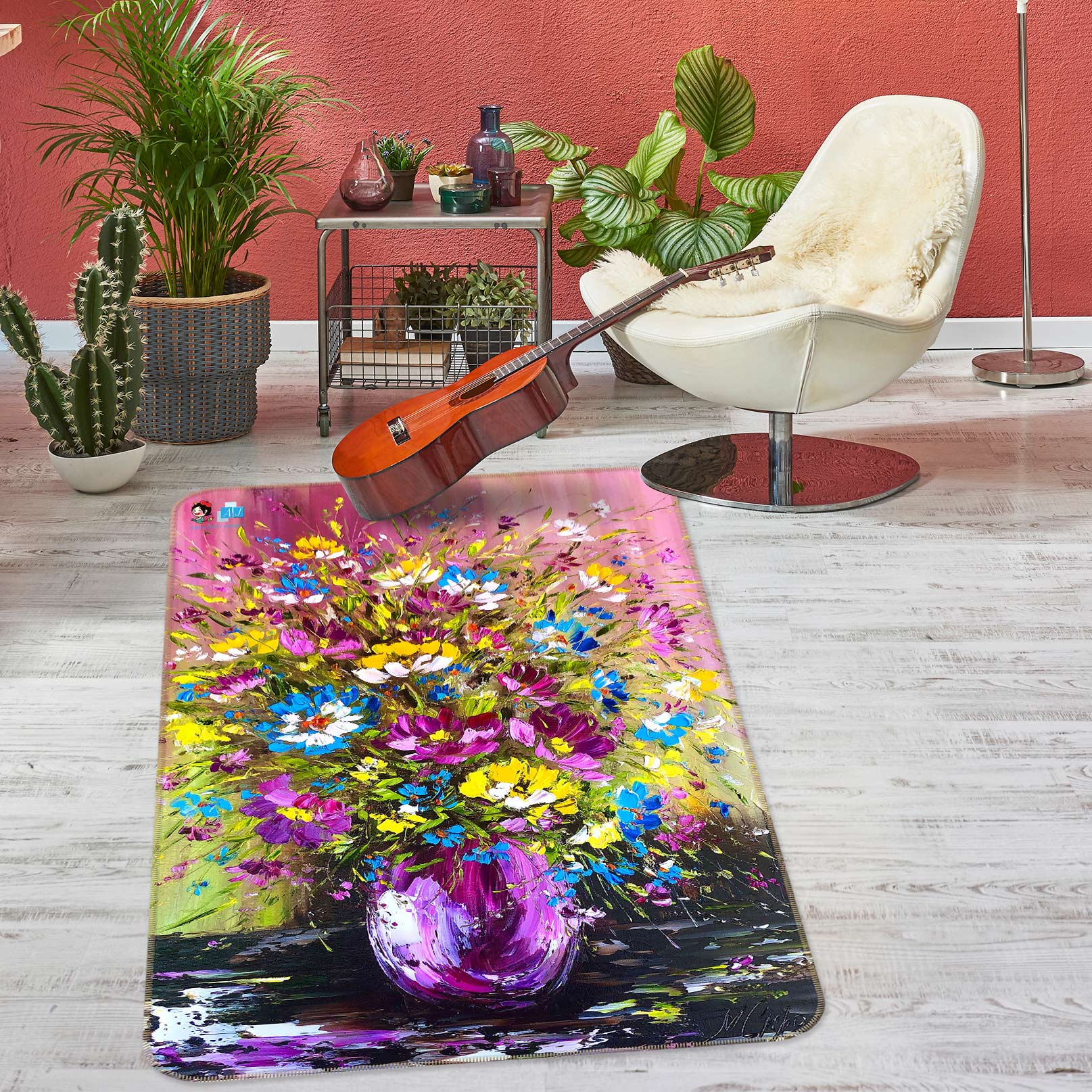 3D Petal Bouquet 1177 Skromova Marina Rug Non Slip Rug Mat