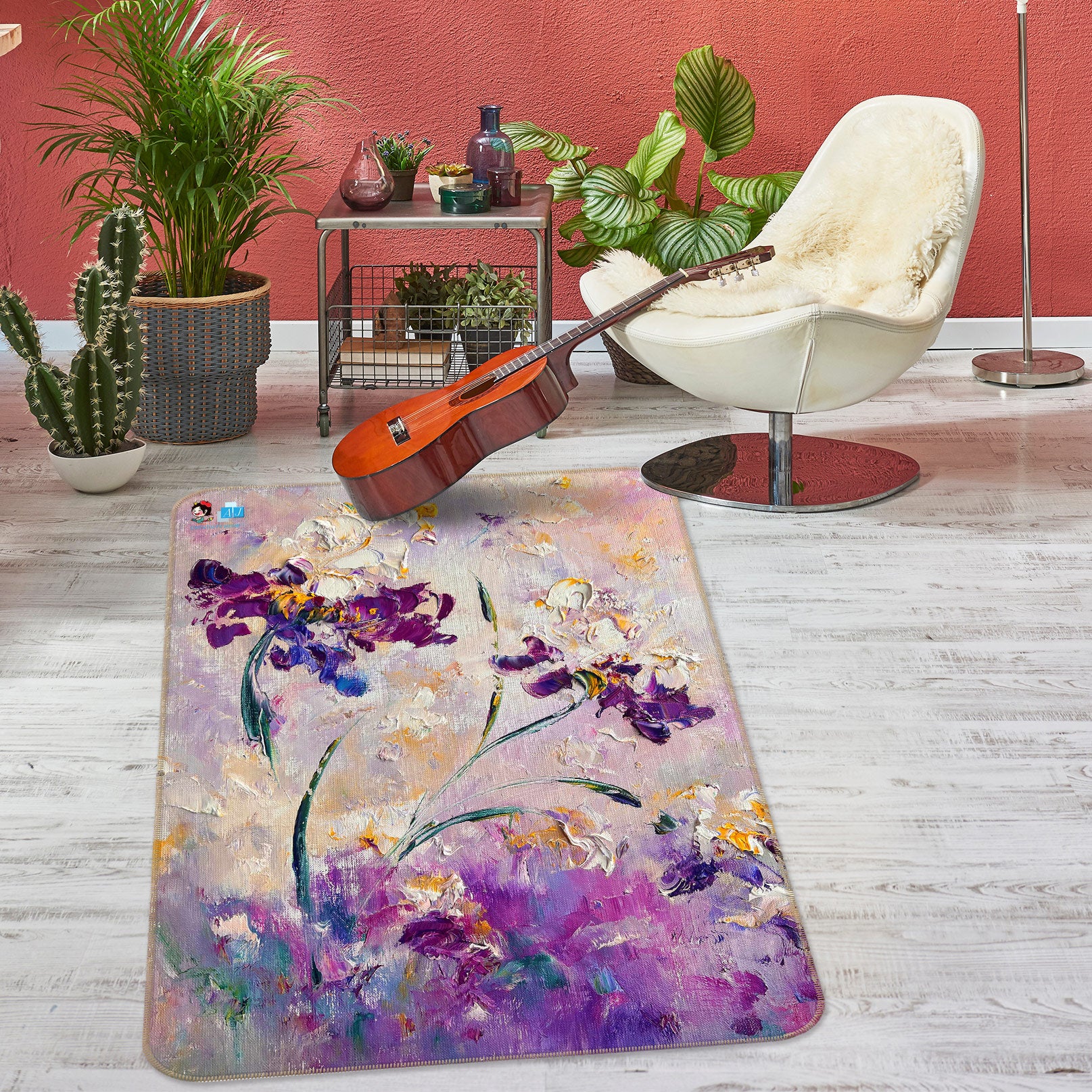 3D Flower Paint 1193 Skromova Marina Rug Non Slip Rug Mat