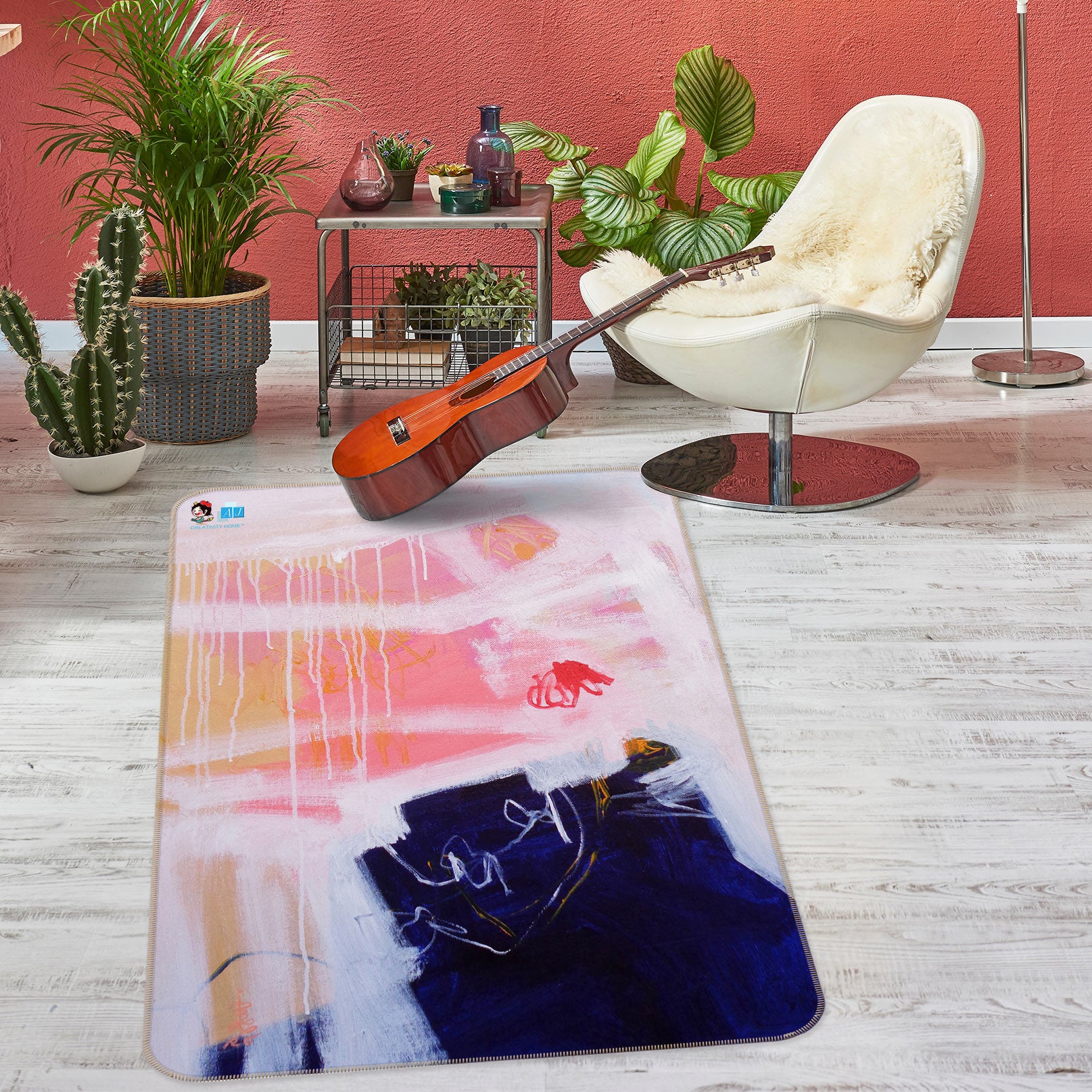 3D Pink Blue Painting 123189 Misako Chida Rug Non Slip Rug Mat