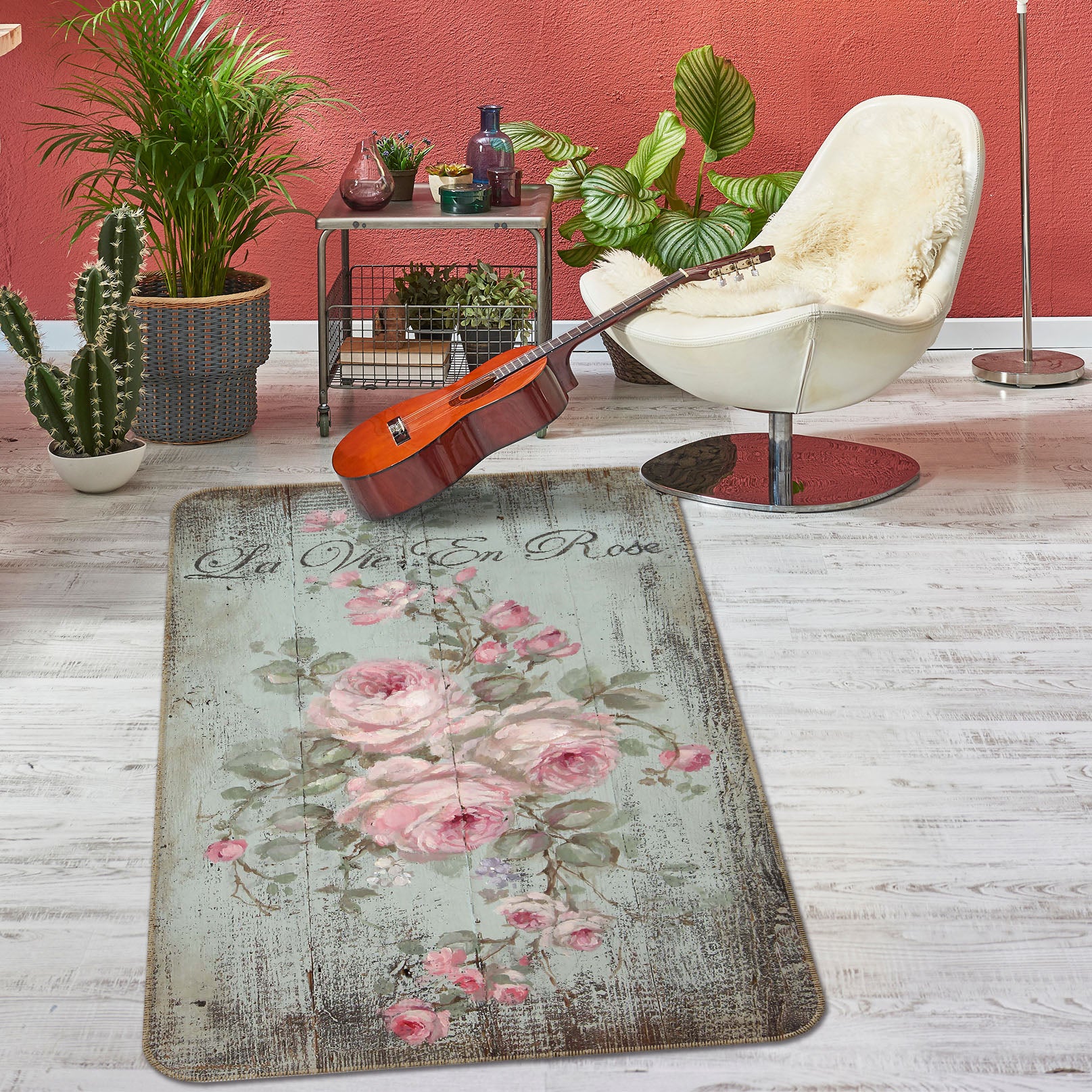 3D Pink Rose 1019 Debi Coules Rug Non Slip Rug Mat