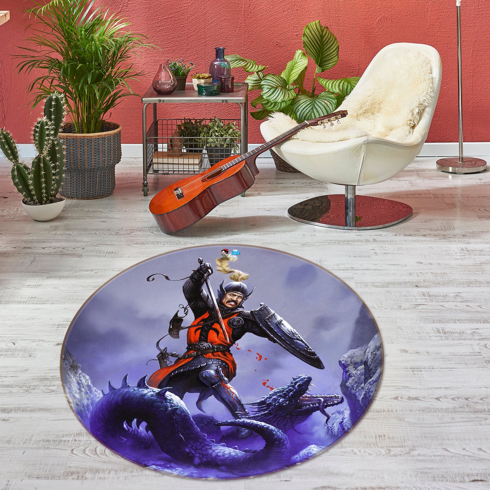 3D Snow Mountain Soldier Fighting 6077 Ciruelo Rug Round Non Slip Rug Mat