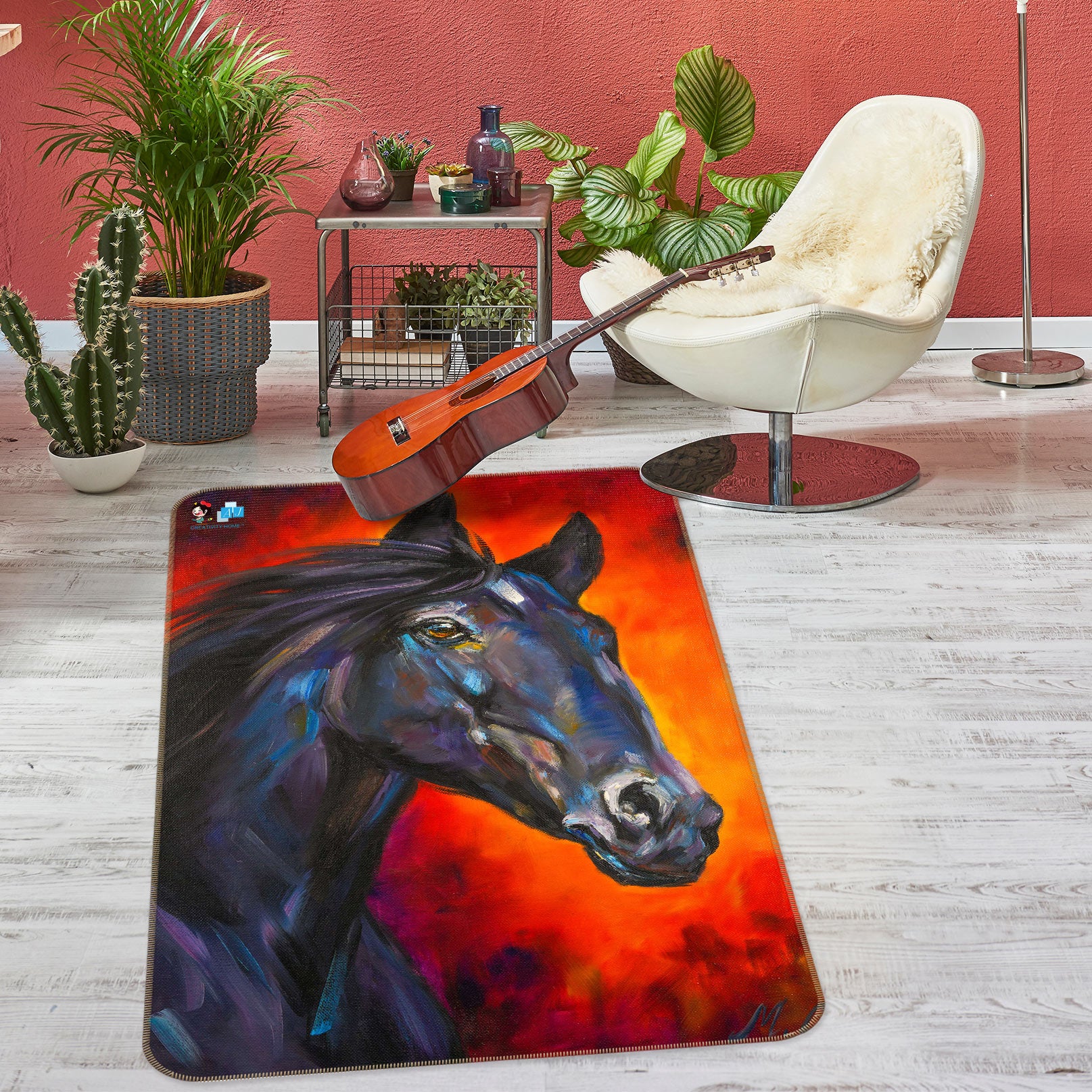 3D Black Horse 1152 Skromova Marina Rug Non Slip Rug Mat