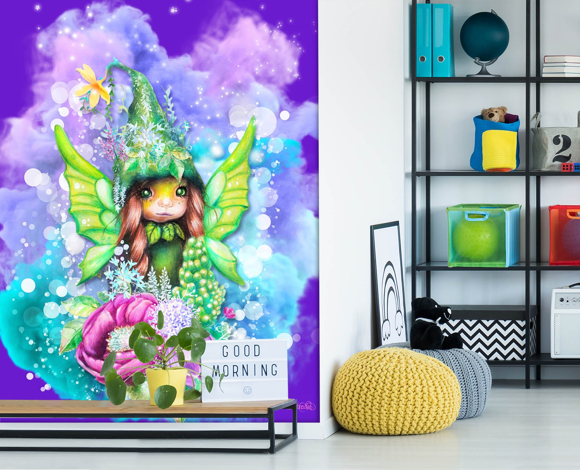 3D Watercolor Flower Fairy 8440 Sheena Pike Wall Mural Wall Murals