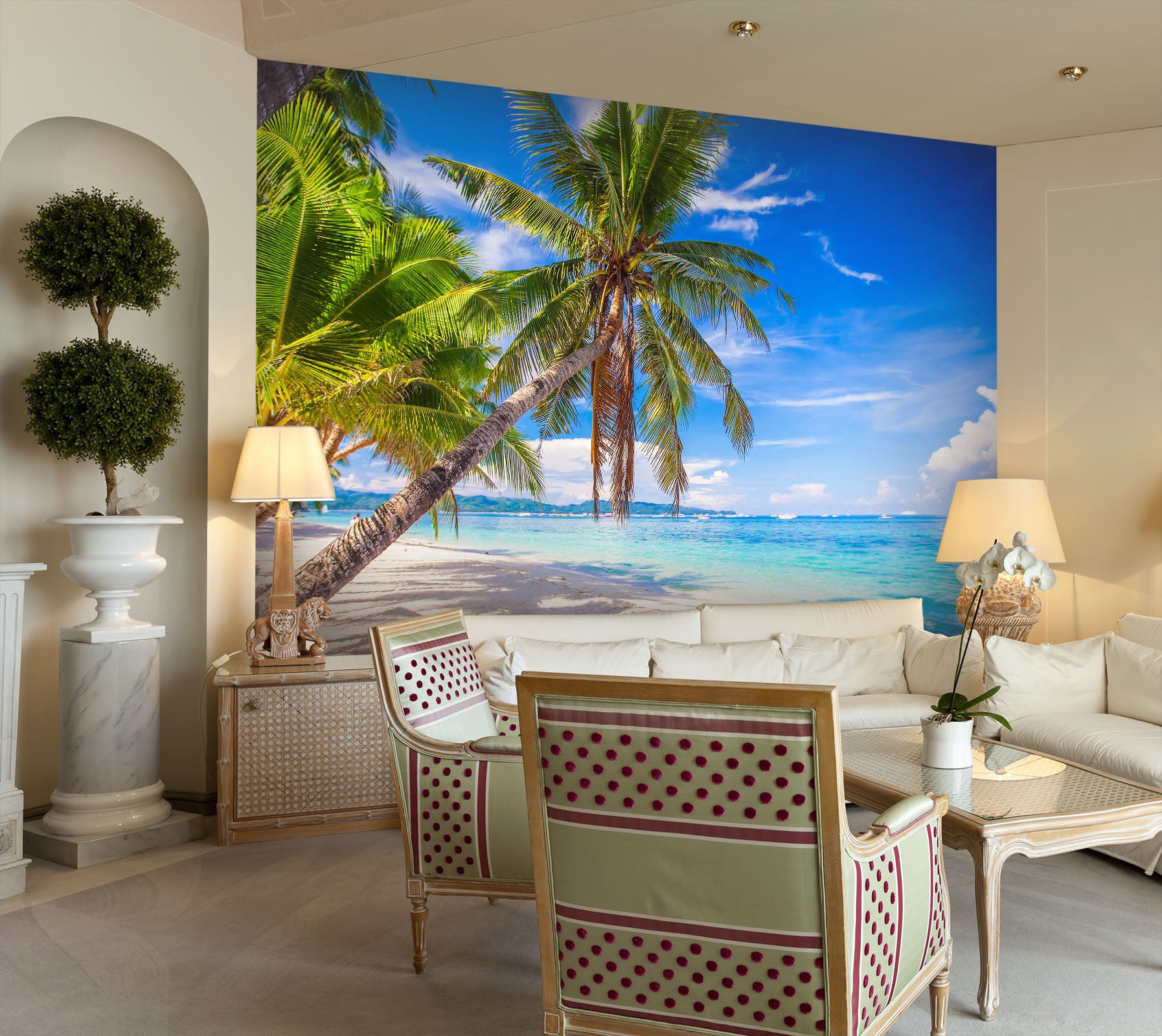 3D White Beach Tree 232 Wall Murals