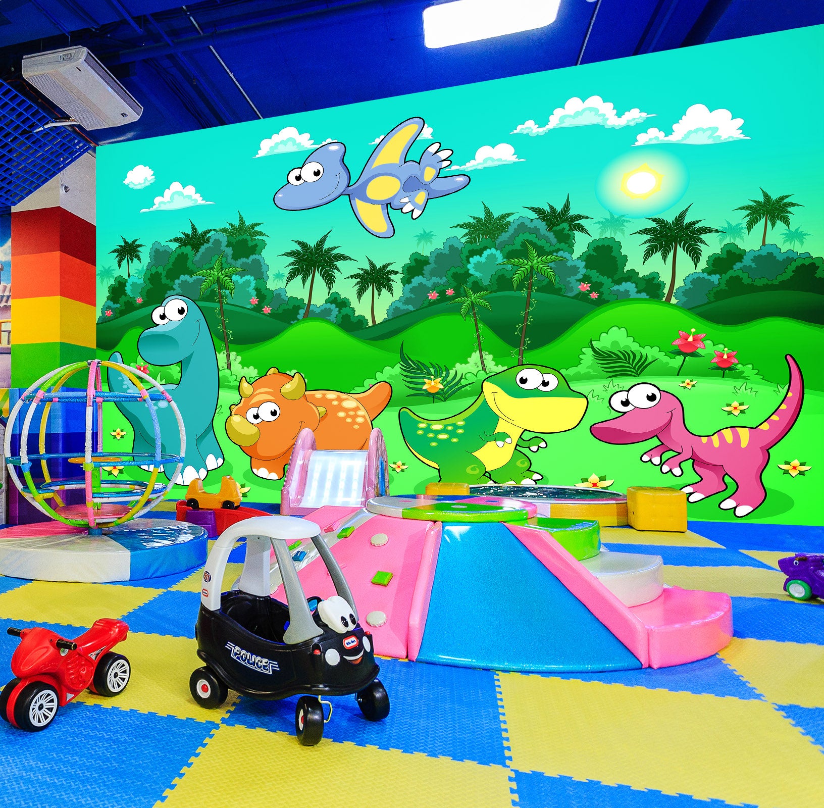 3D Cartoon Dinosaur 1401 Indoor Play Centres Wall Murals