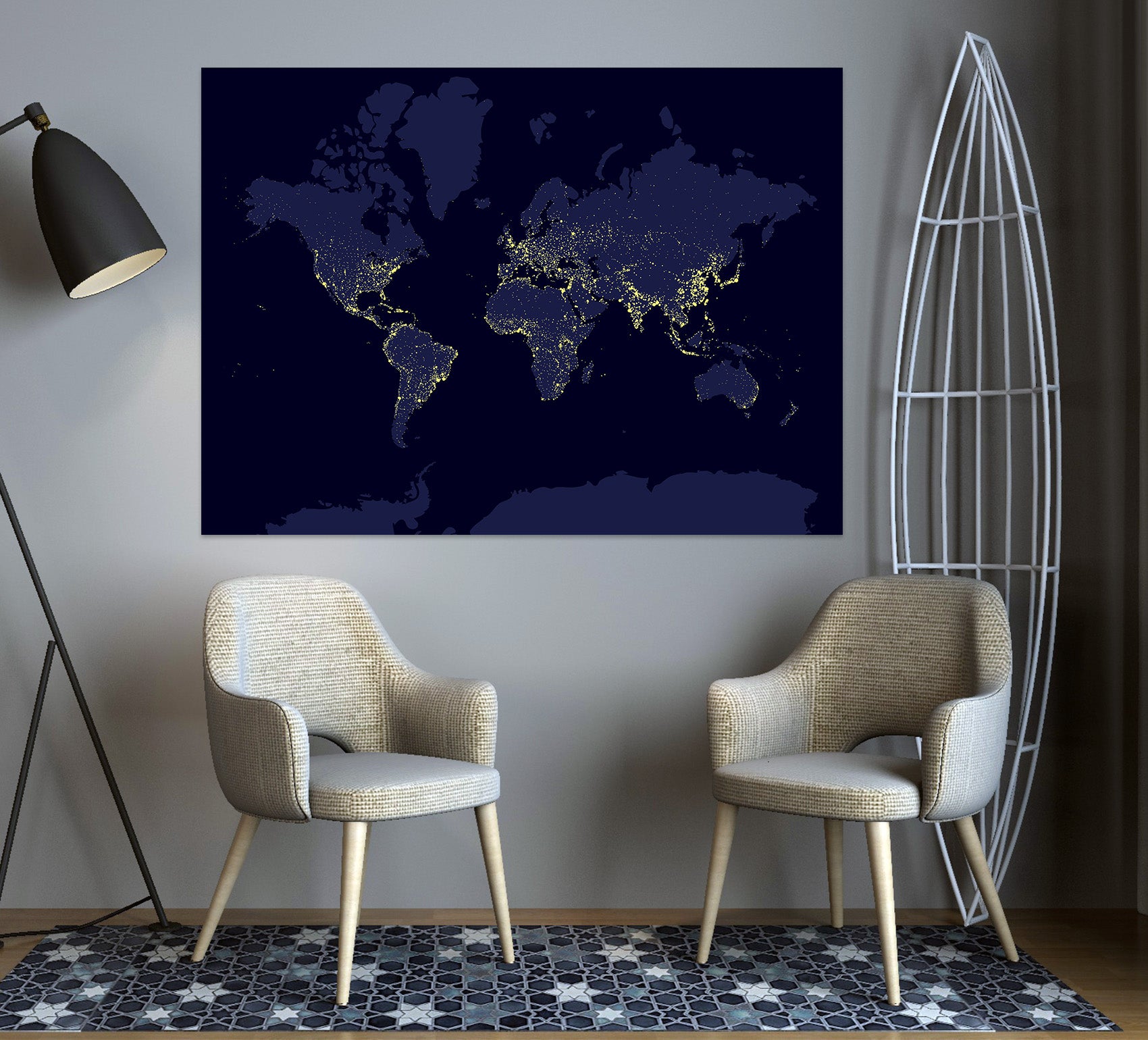 3D Silent Night 223 World Map Wall Sticker