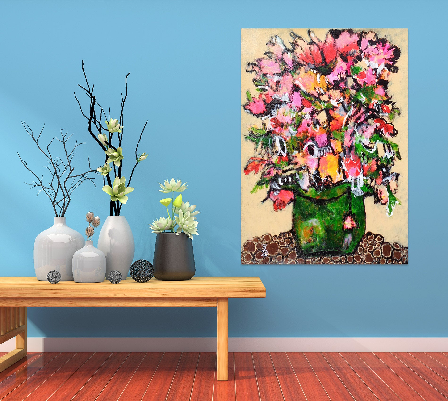 3D Watercolor Vase 1637 Misako Chida Wall Sticker