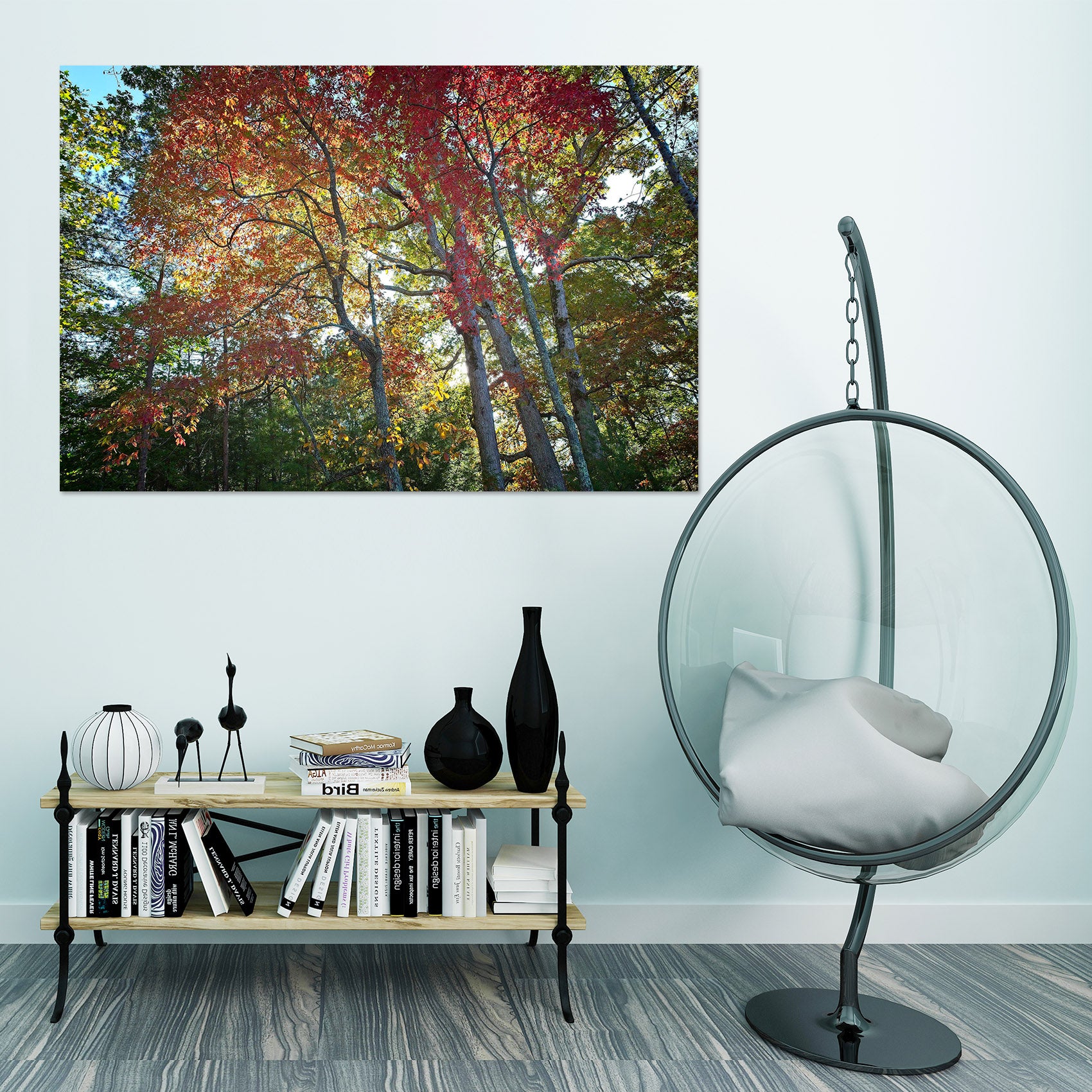 3D Forest Red Leaves 021 Kathy Barefield Wall Sticker