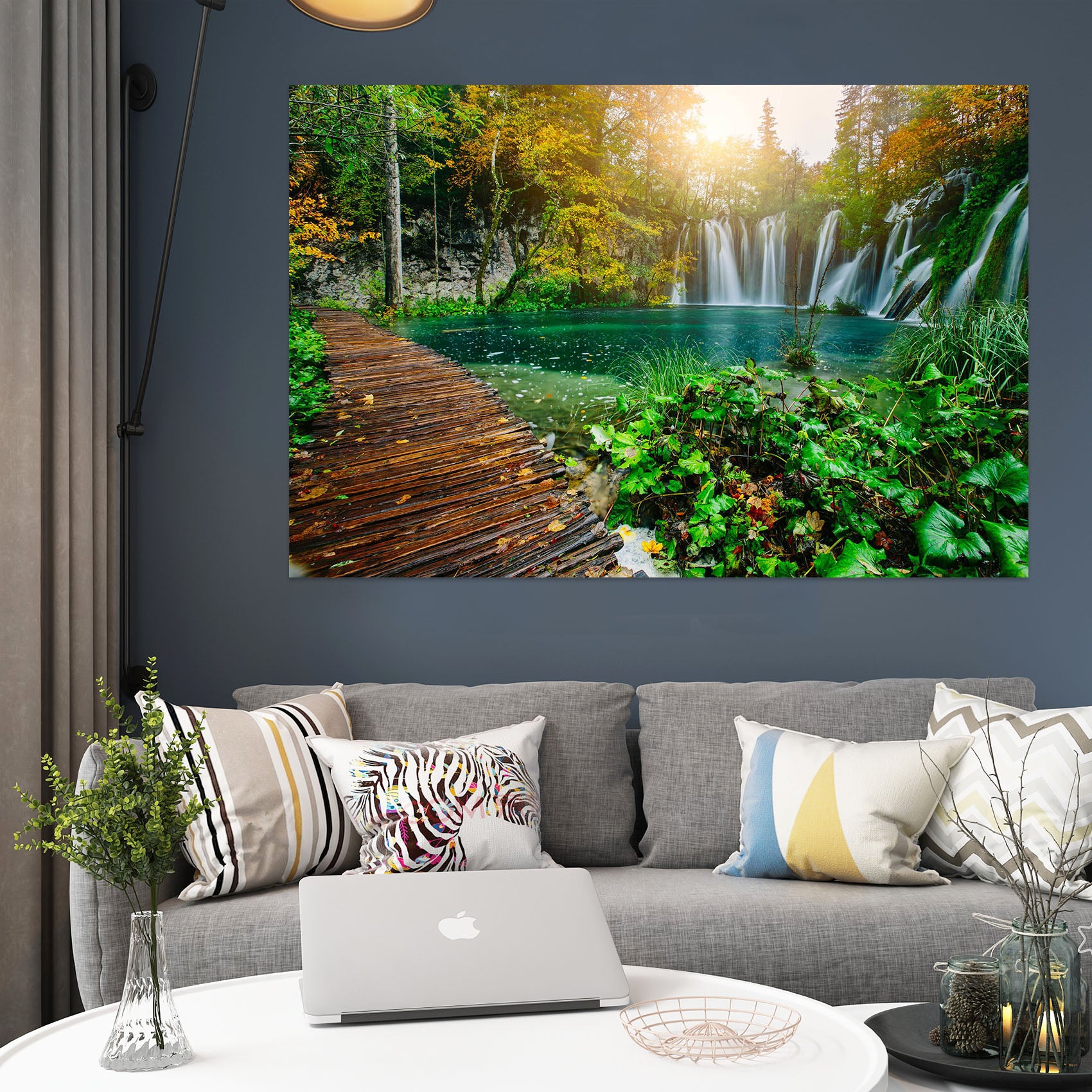 3D Sunny Waterfall Lake 1077 Wall Sticker