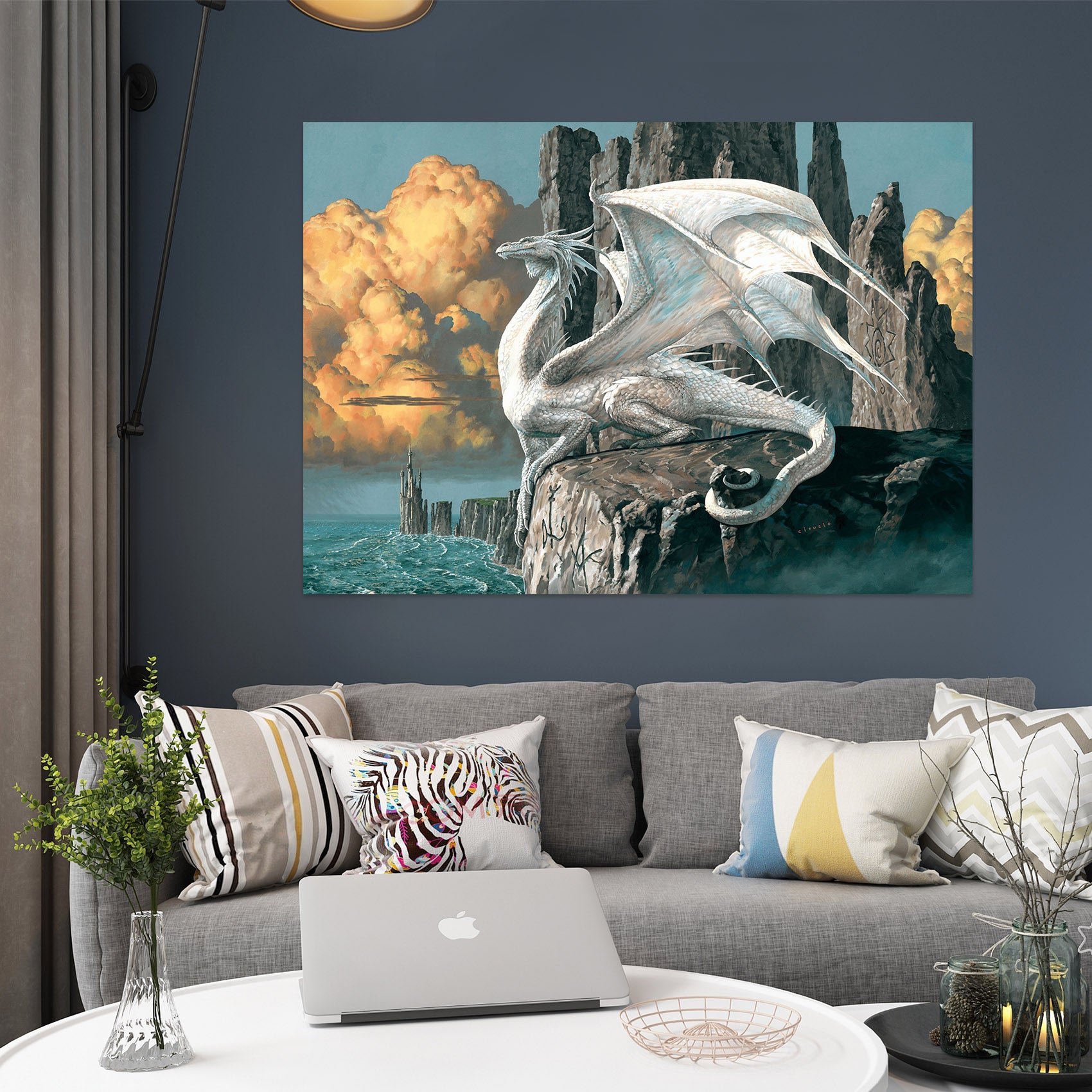 3D White Dragon 8043 Ciruelo Wall Sticker