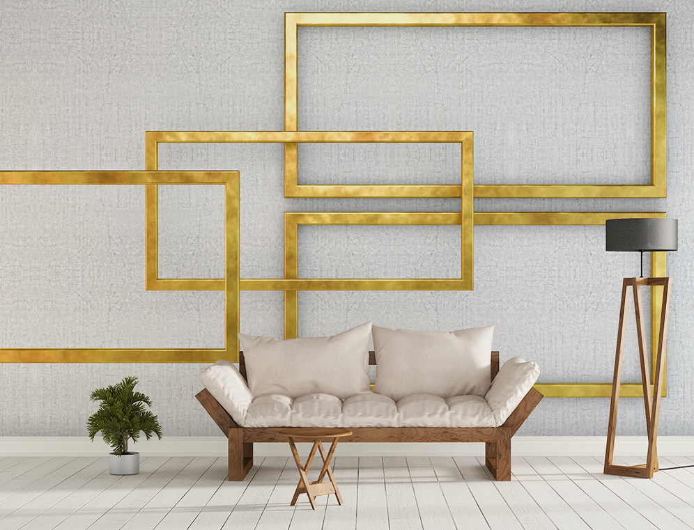 3D Golden Frame WG159 Wall Murals