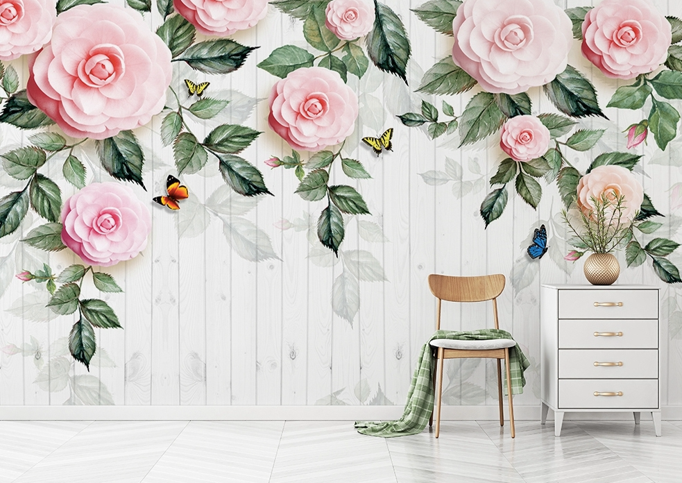 3D Butterfly Rose WG315 Wall Murals