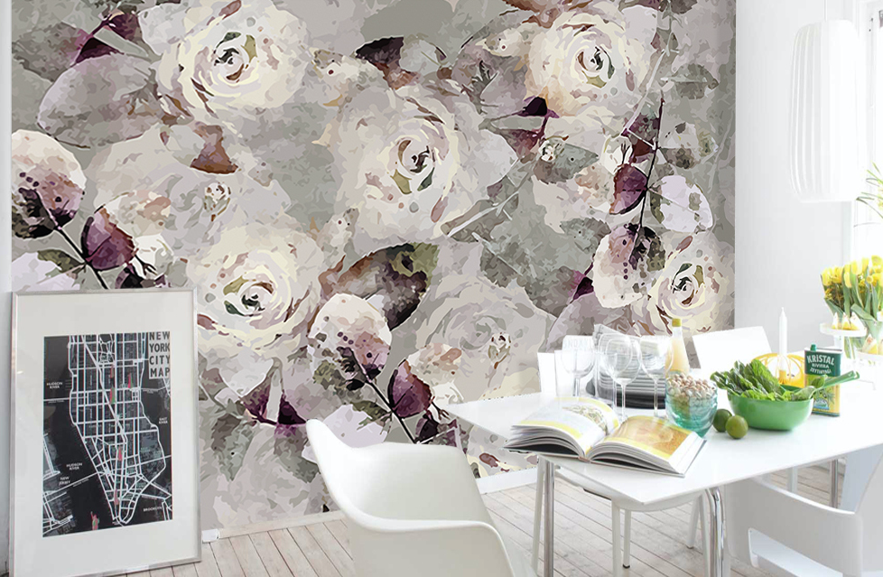 3D White Rose Painting WG216 Wall Murals