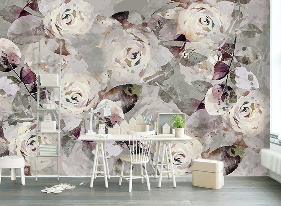 3D White Rose Painting WG216 Wall Murals