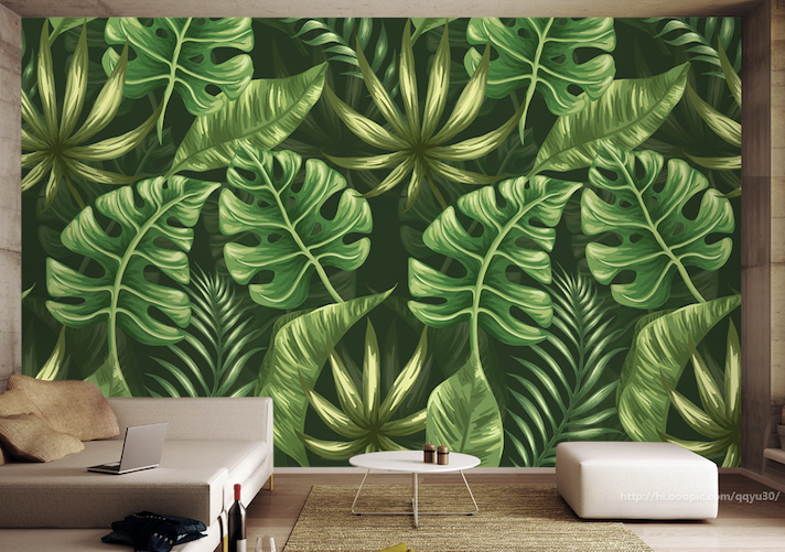 3D Green Leaf WG171 Wall Murals