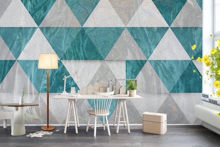 3D Green Triangle Brick WG153 Wall Murals