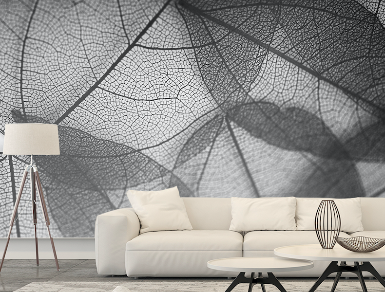 3D Black Leaf Texture WG320 Wall Murals