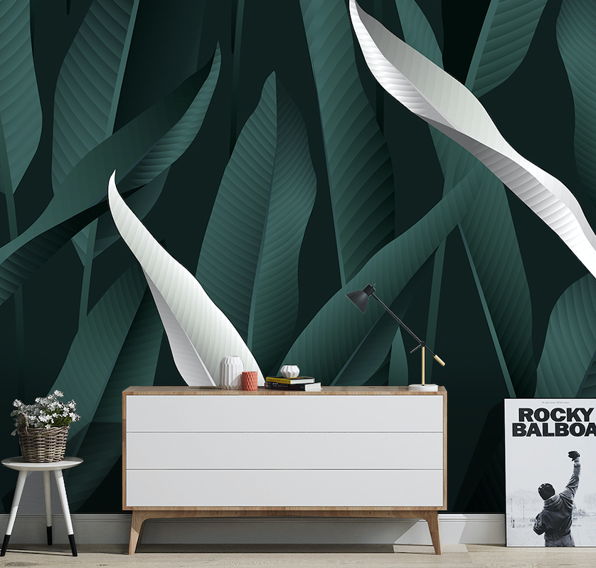 3D White Leaves WG268 Wall Murals