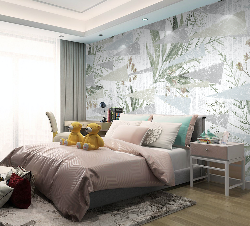 3D Green Leaf Pattern WG033 Wall Murals