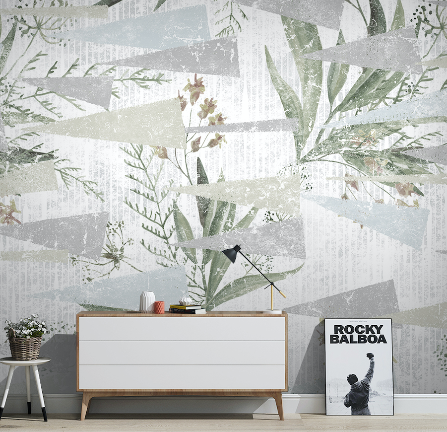 3D Green Leaf Pattern WG033 Wall Murals