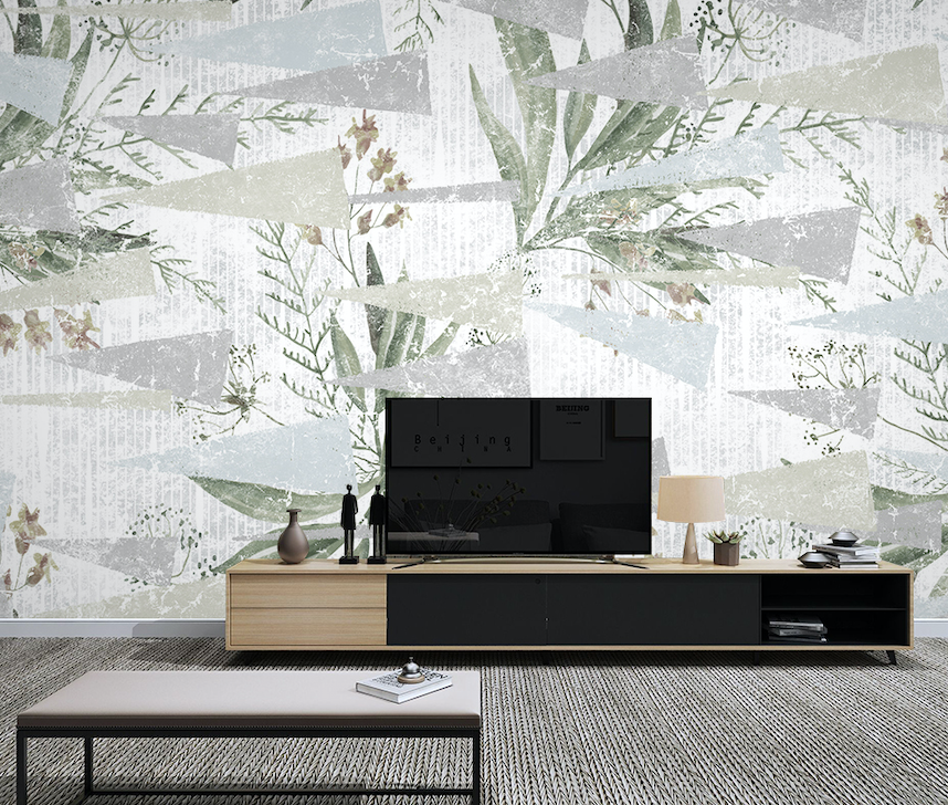 3D Green Leaf Pattern WG033 Wall Murals