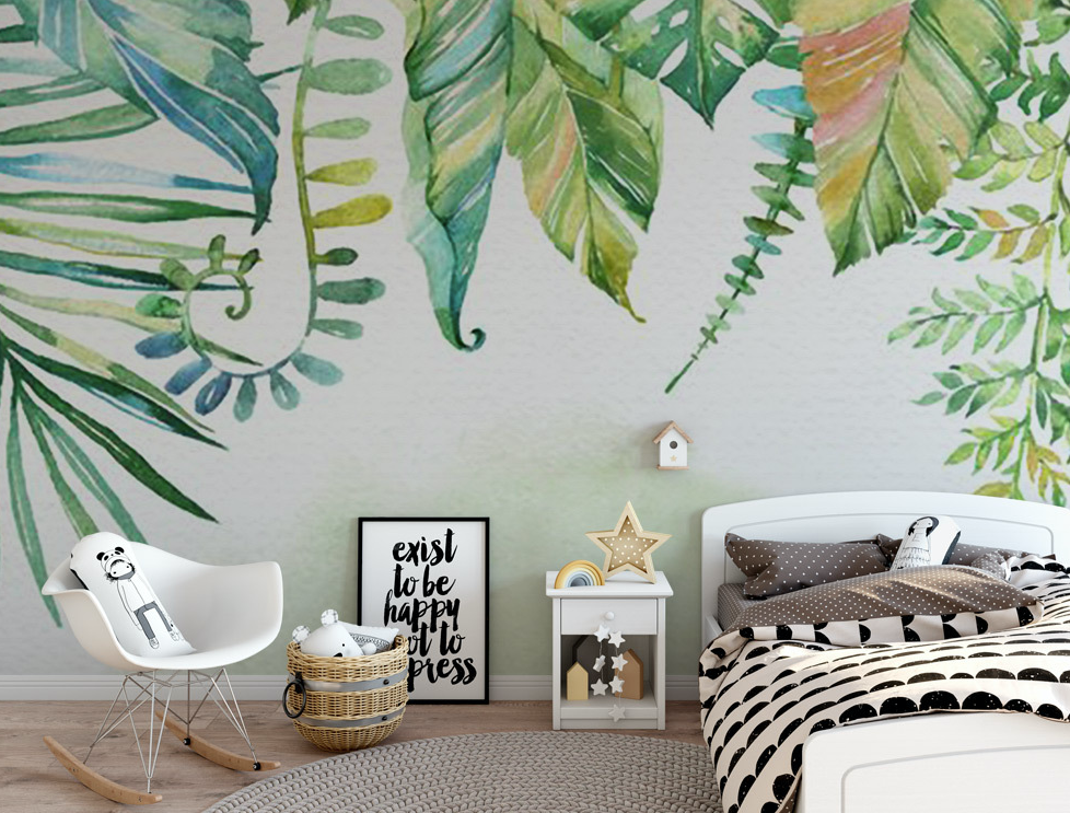 3D Painted Leaves WG084 Wall Murals