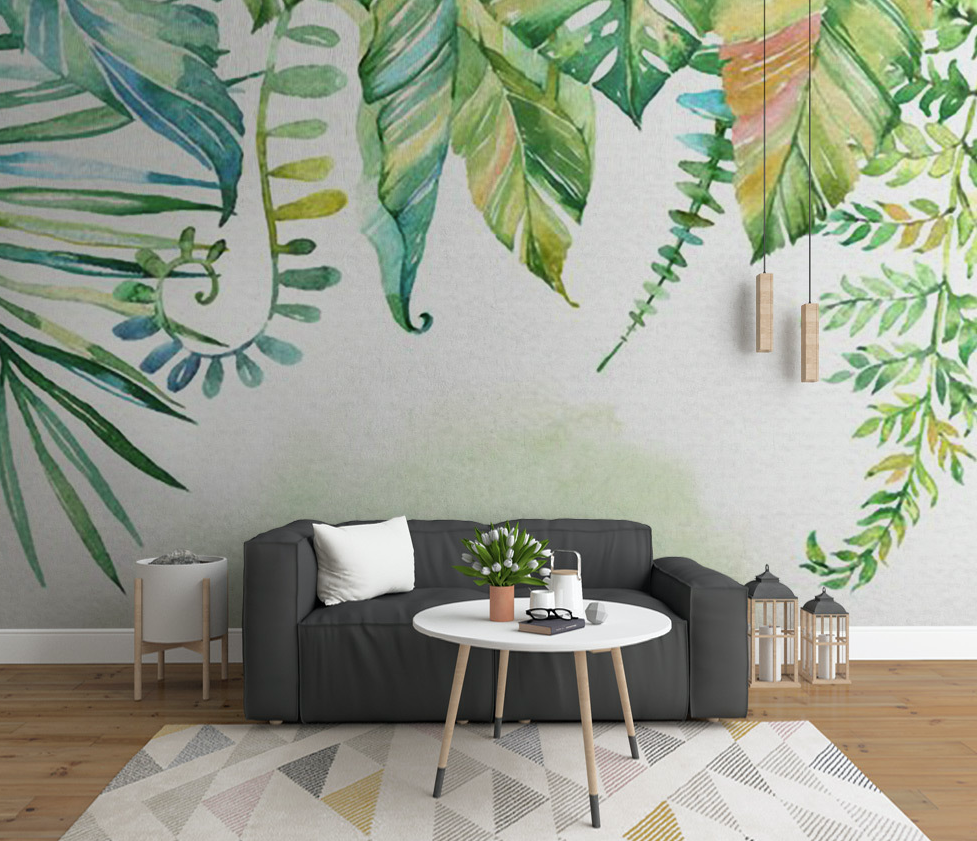 3D Painted Leaves WG084 Wall Murals