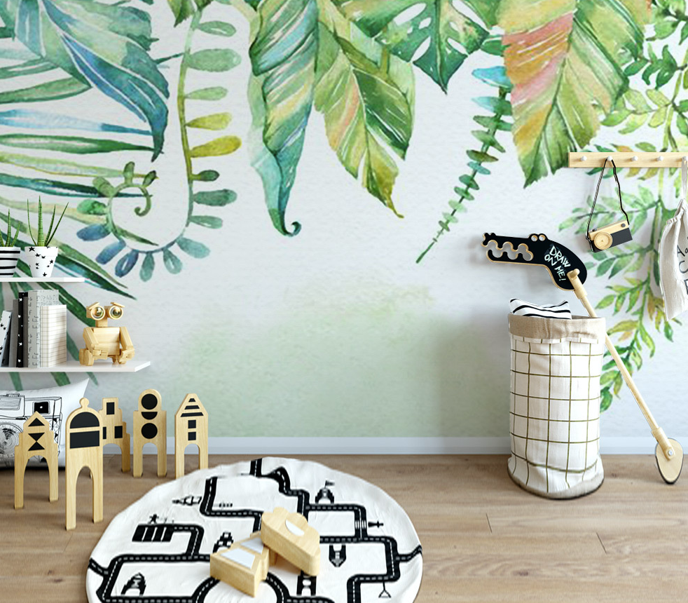 3D Painted Leaves WG084 Wall Murals