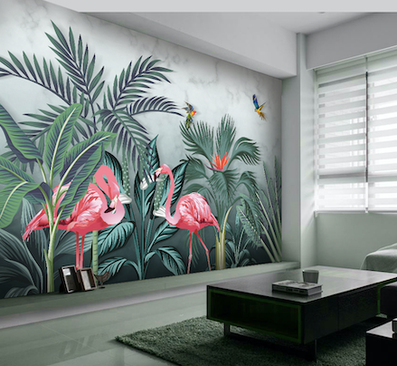 3D Parrot Flamingo WG078 Wall Murals