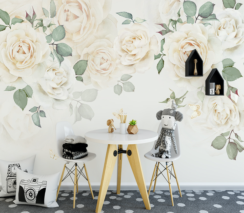 3D White Rose WG132 Wall Murals