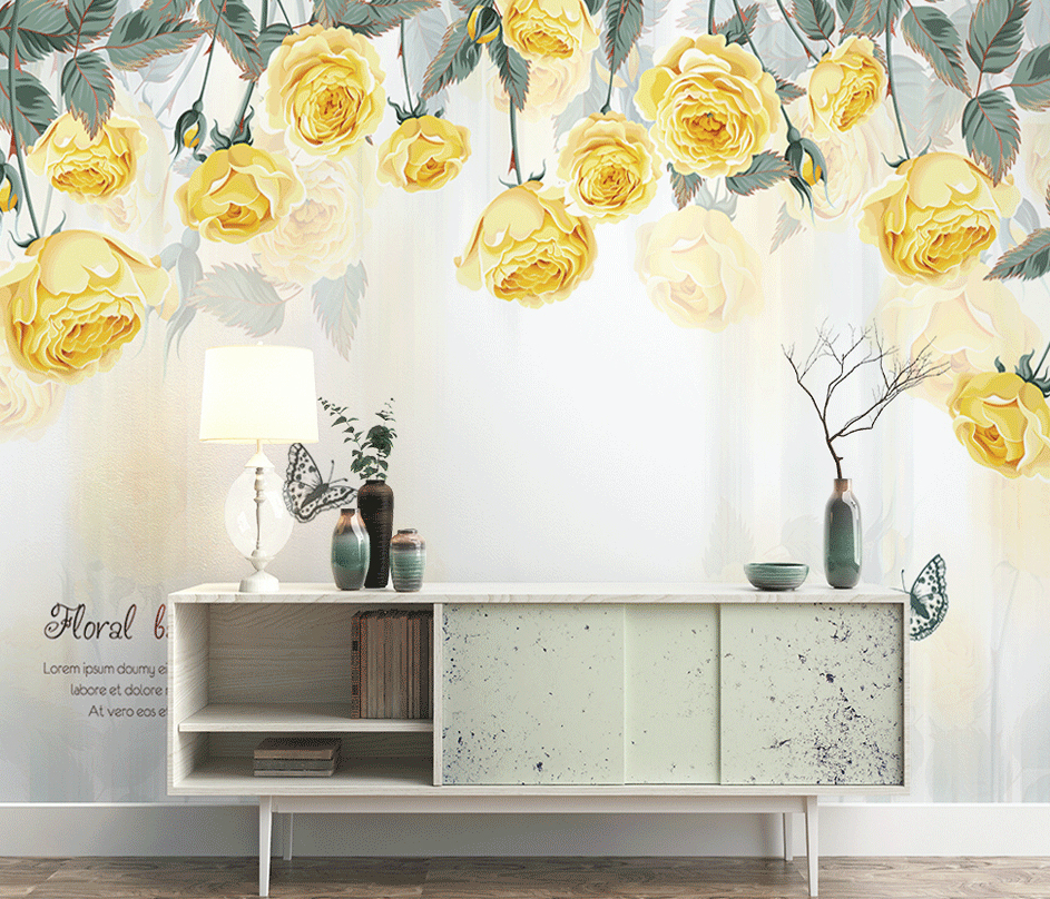 3D Yellow Rose WG152 Wall Murals