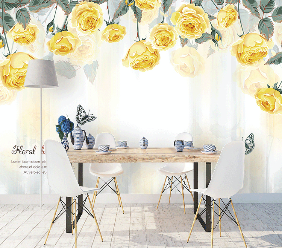 3D Yellow Rose WG152 Wall Murals