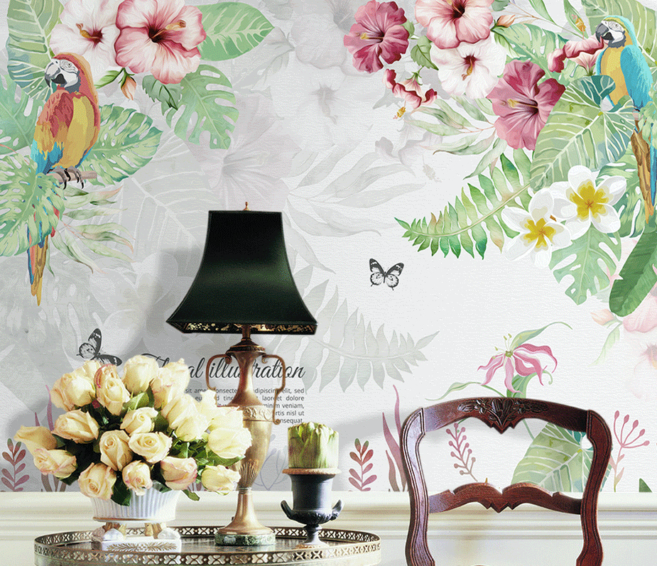 3D Blooming Lily Parrot WG151 Wall Murals